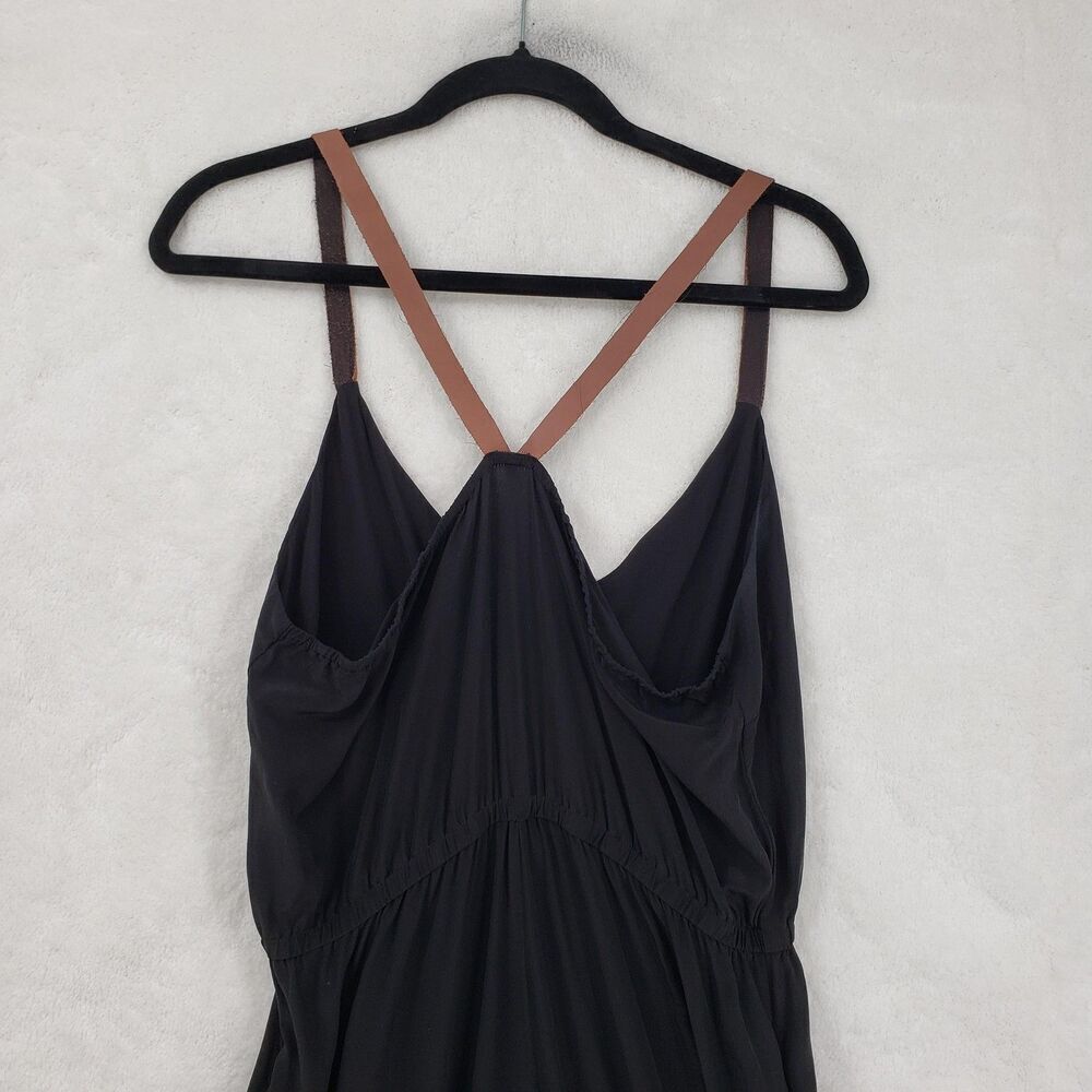 Twelfth Street Cynthia Vincent Jumpsuit Womens Medium Black Silk Leather Straps - Picture 7 of 10